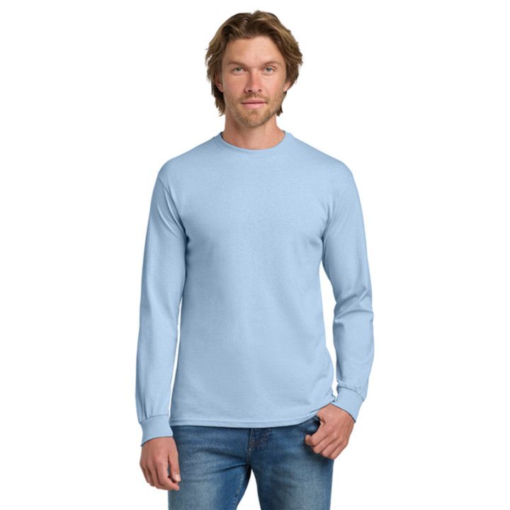 Gildan Printed T-shirt, size L for men cotton Blue type light blue Vintage Second Hand